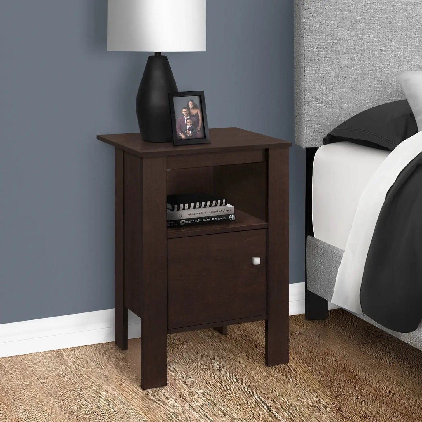 Accent Nightstand With Storage and Transitional