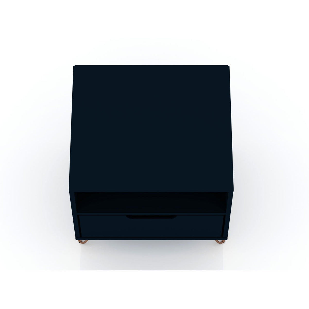Rockefeller nightstand with 1 drawer and splayed legs in navy blue on Tampa Home & Garden Store