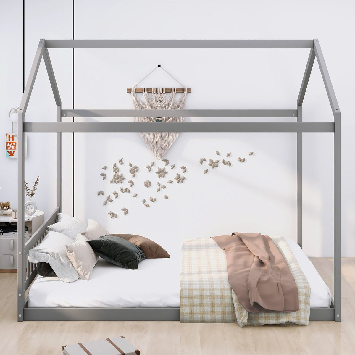 Wooden House Bed With Headboard canopy bed frame in gray by HouseOfZazla on Tampa Home & Garden Store