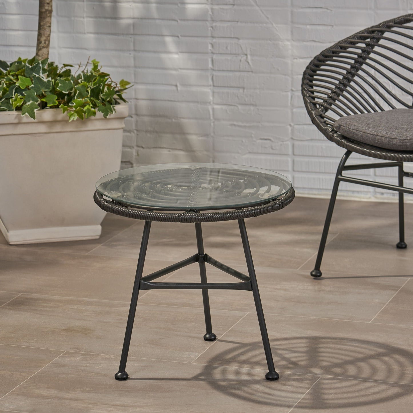 Petrichor Outdoor Side Table with Steel Frame