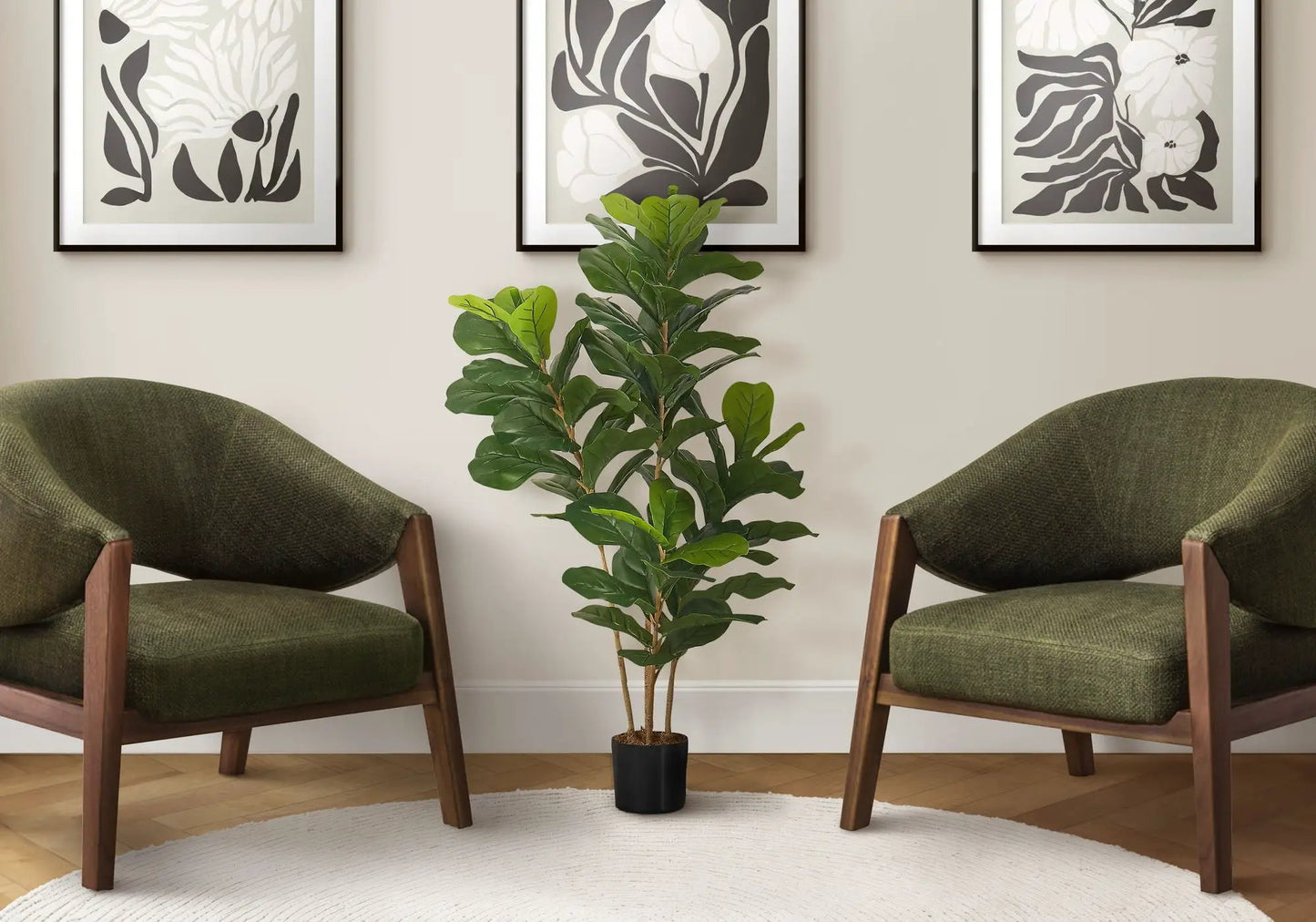 41in tall artificial fiddle tree plant in black pot with lush green leaves for indoor decor on Tampa Home & Garden Store