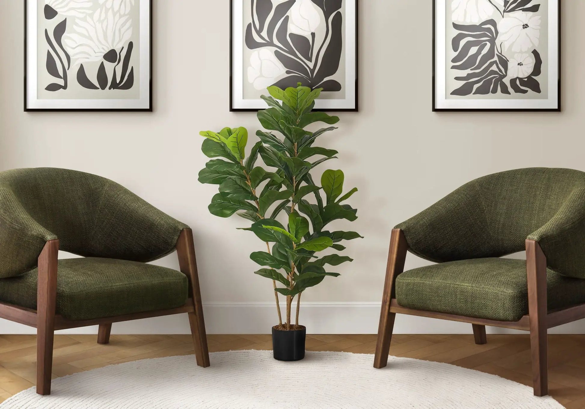 41in tall artificial fiddle tree plant in black pot with lush green leaves for indoor decor on Tampa Home & Garden Store
