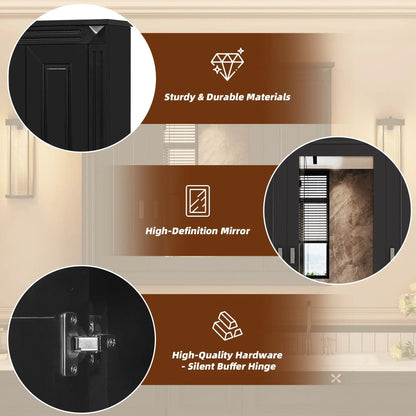 Wall Mounted Cabinet with Mirror and Shelves