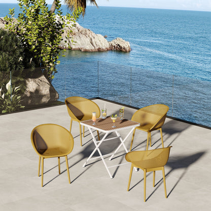 2 Pack Lounge Chair Set & Folding Square Table; yellow chairs, outdoor 3pc on Tampa Home & Garden Store