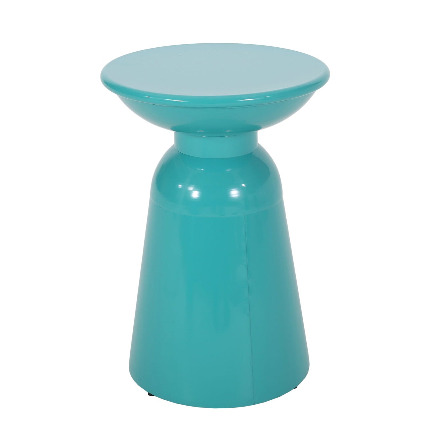 Serenita outdoor side table teal flared pedestal, round top set of 2 on Tampa Home & Garden Store