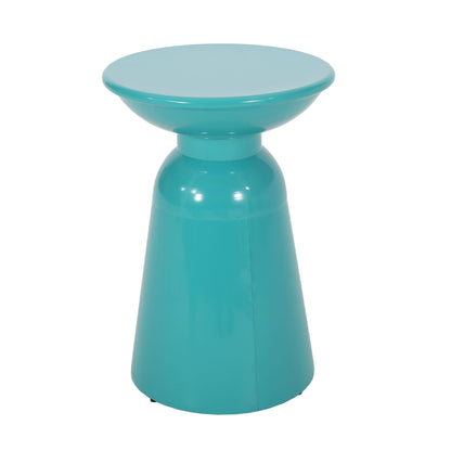 Serenita outdoor side table teal flared pedestal, round top set of 2 on Tampa Home & Garden Store
