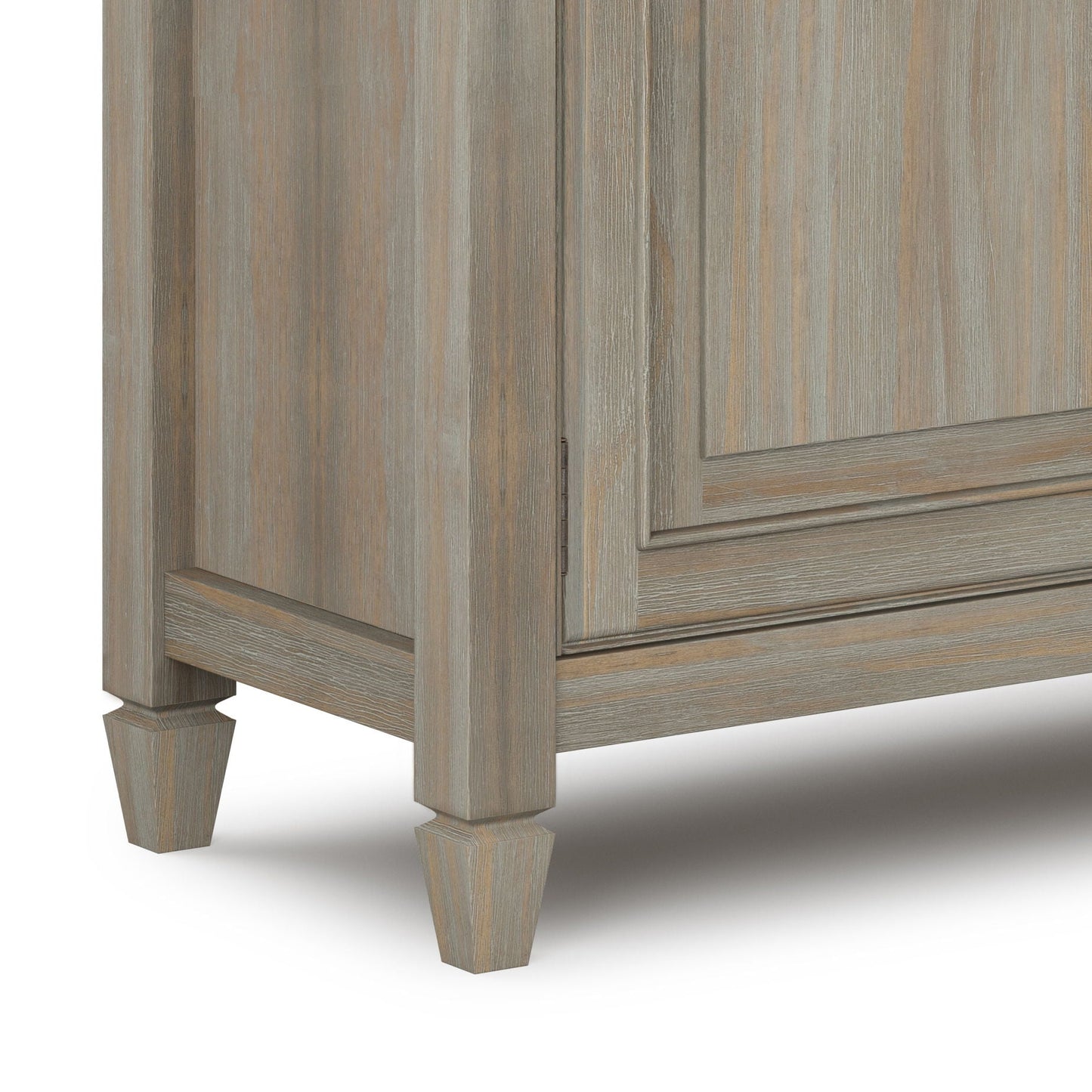 Connaught entryway storage cabinet gray-washed wood finish with paneled doors and turned legs on Tampa Home & Garden Store