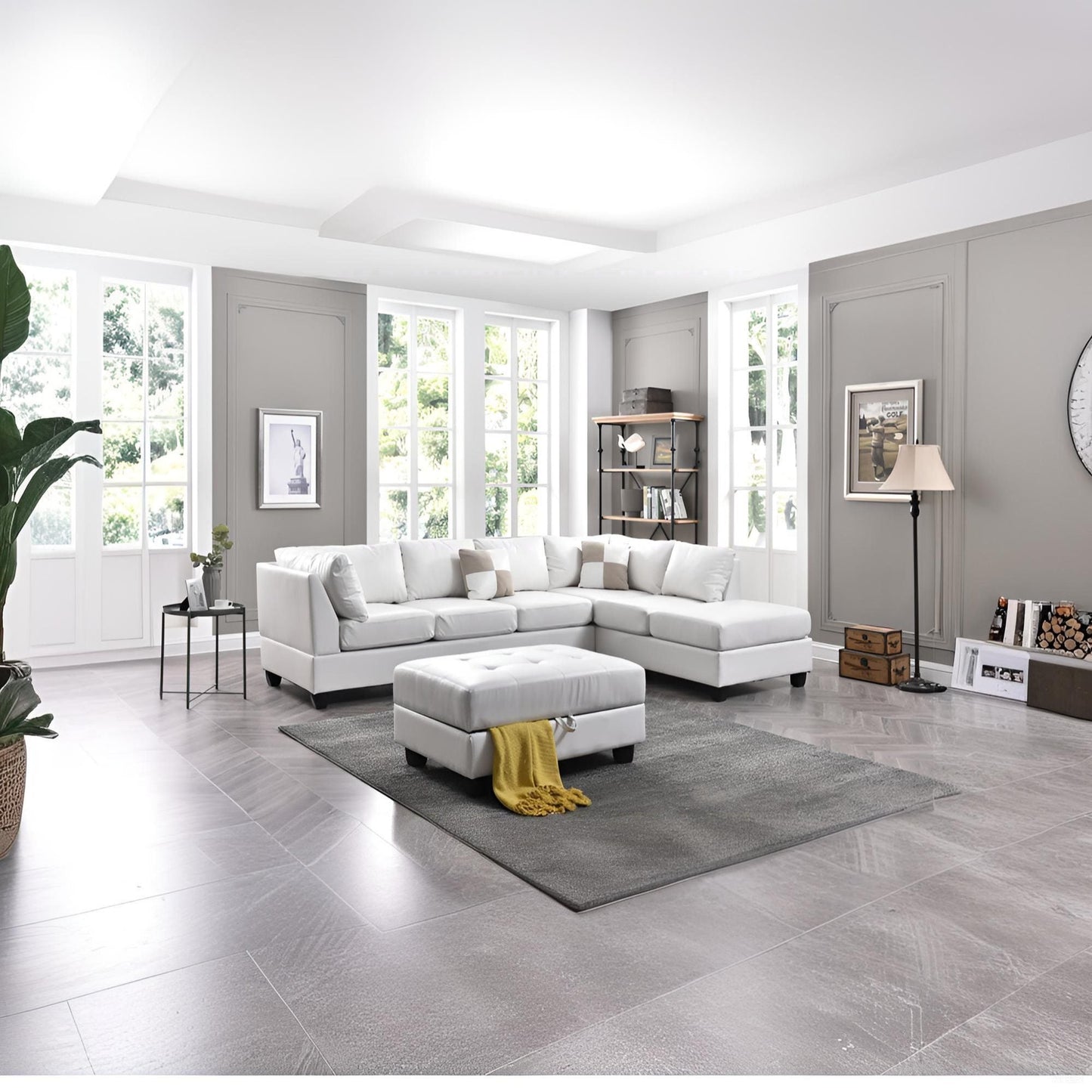 Malone Comfort Sectional by HouseOfZazla, white sectional in a modern living room on Tampa Home & Garden Store