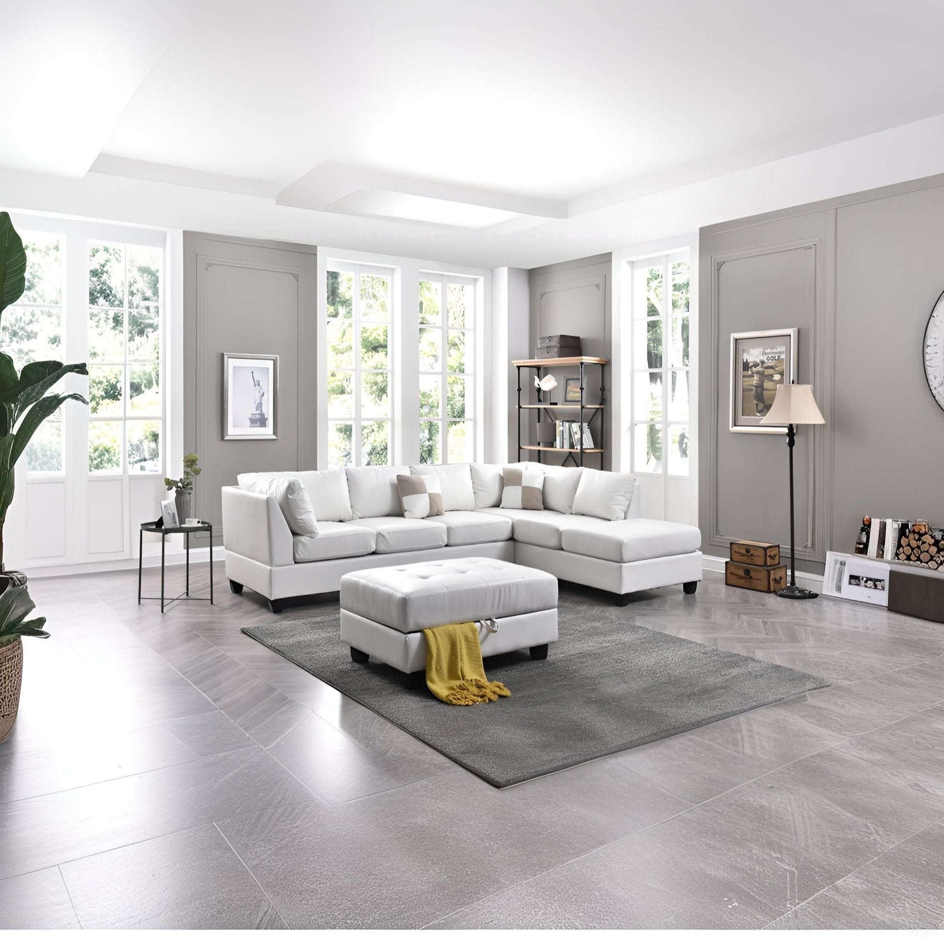 Malone Comfort Sectional by HouseOfZazla, white sectional in a modern living room on Tampa Home & Garden Store