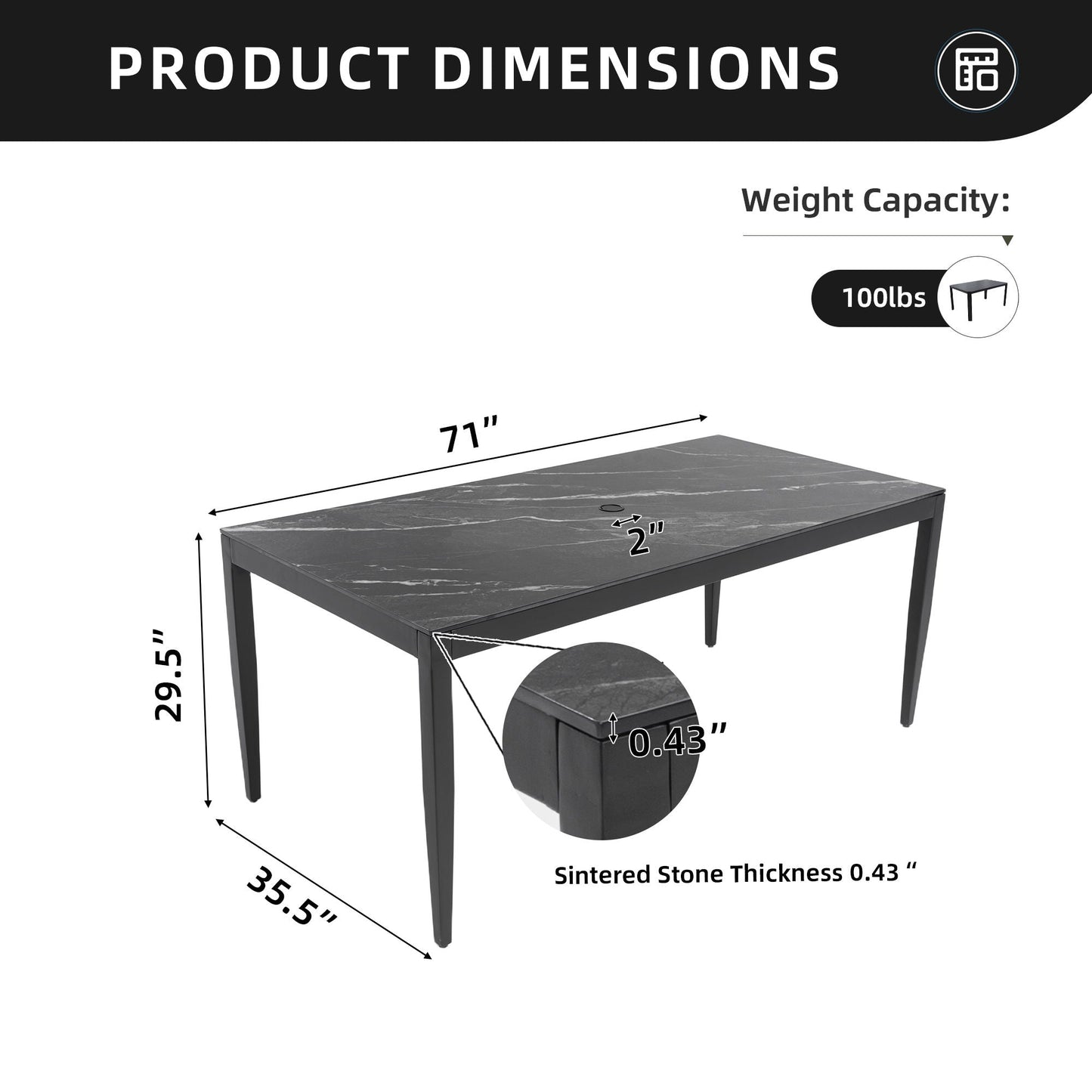 Outdoor Modern Patio Dining Table by HouseOfZazla with sintered stone top and tapered legs on Tampa Home & Garden Store