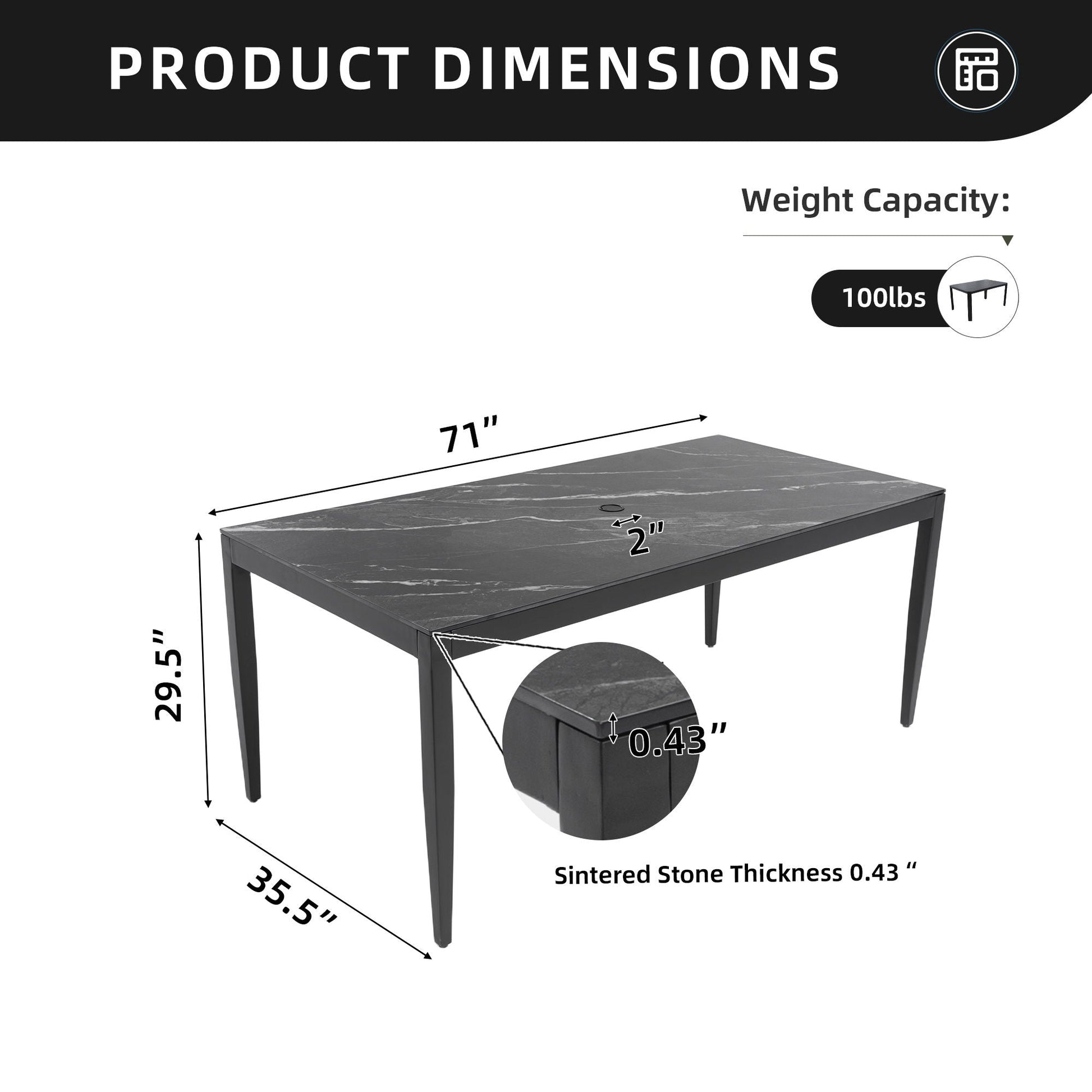 Outdoor Modern Patio Dining Table by HouseOfZazla with sintered stone top and tapered legs on Tampa Home & Garden Store