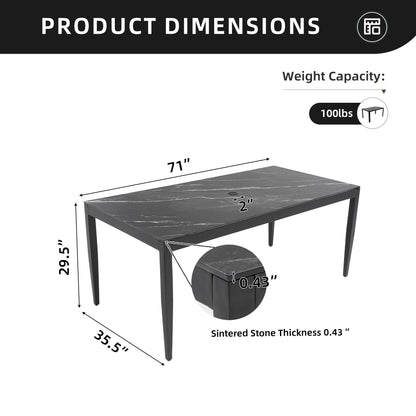 Outdoor Modern Patio Dining Table by HouseOfZazla with sintered stone top and tapered legs on Tampa Home & Garden Store