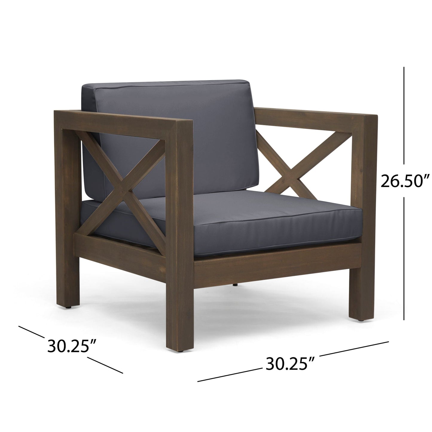 Brava Mid-Century Outdoor Arm Chair with water resistant cushions by HouseOfZazla in gray on Tampa Home & Garden Store