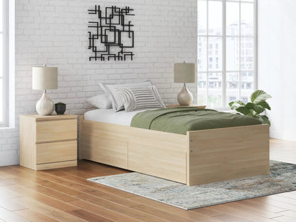 Onita Platform Bed by Unique Piece Furniture in light oak with built-in storage drawers on Tampa Home & Garden Store