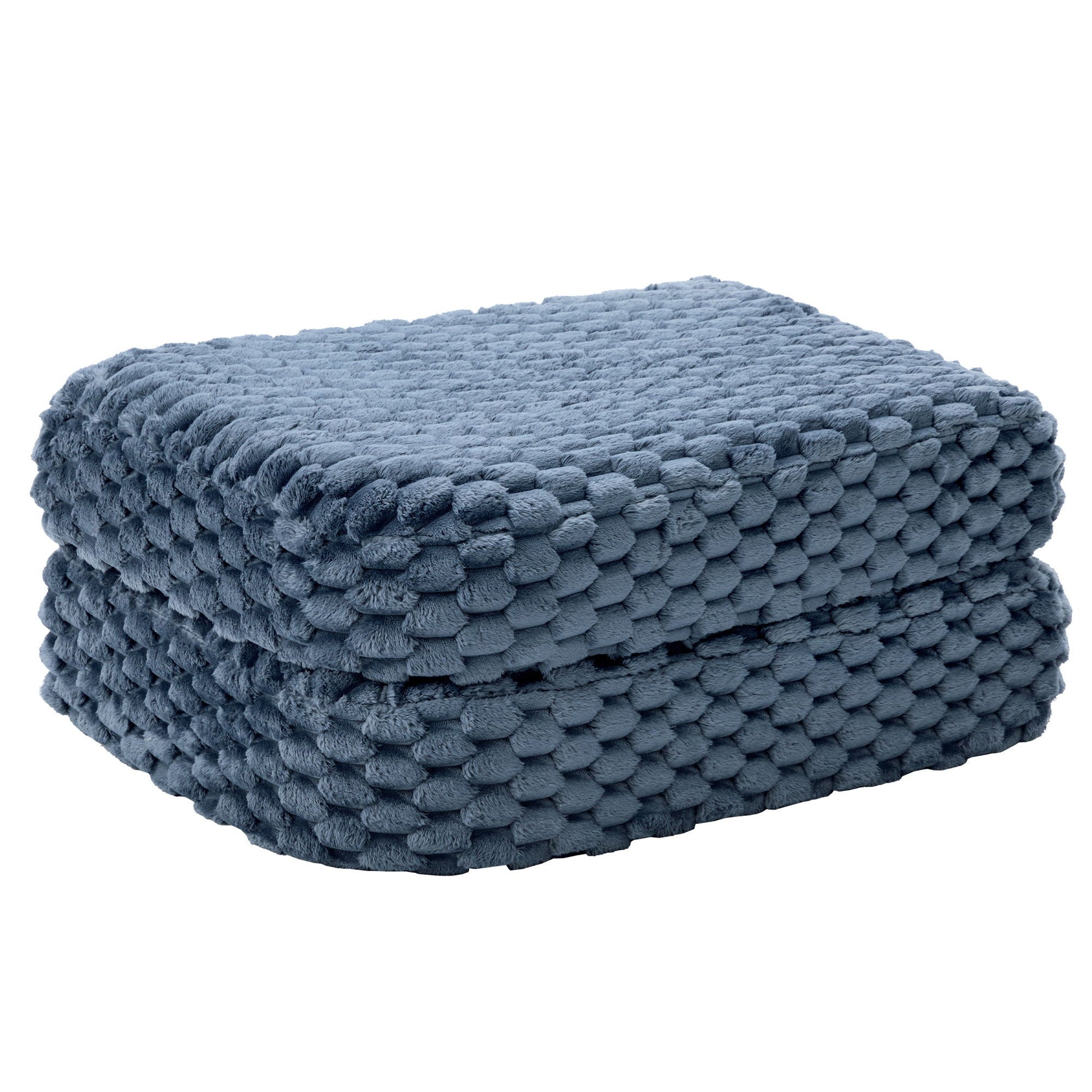 Chunky knit blue plush throw blanket by HouseOfZazla with textured surface on Tampa Home & Garden Store