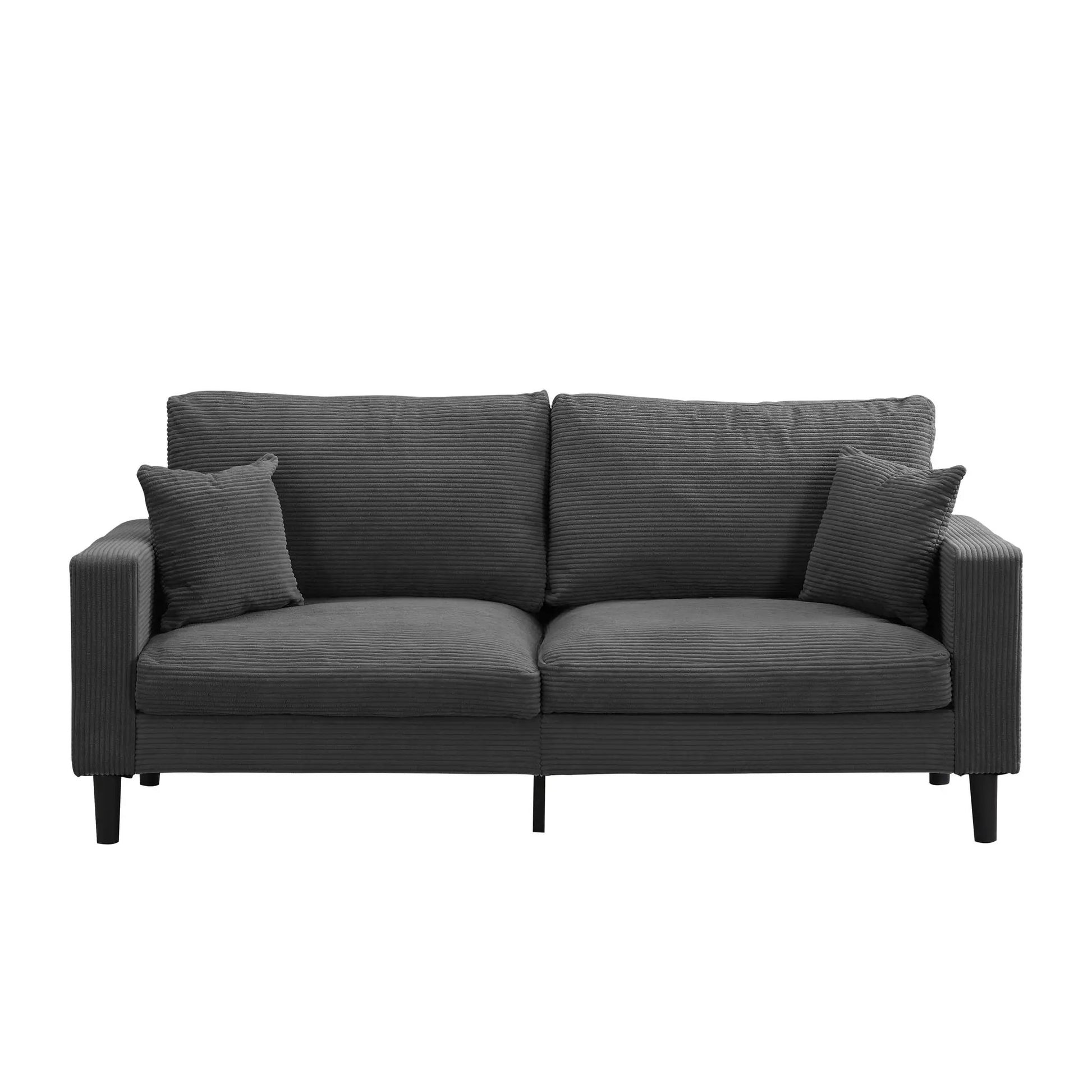 Modern Upholstered Resilience 3-Seater Sofa charcoal gray corduroy Unique Piece Furniture on Tampa Home & Garden Store