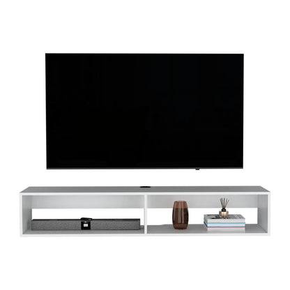 Moore floating TV stand by Unique Piece Furniture, white wall-mount with open shelf on Tampa Home & Garden Store