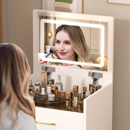 Compact 3 in 1 Vanity Desk with Open Mirror