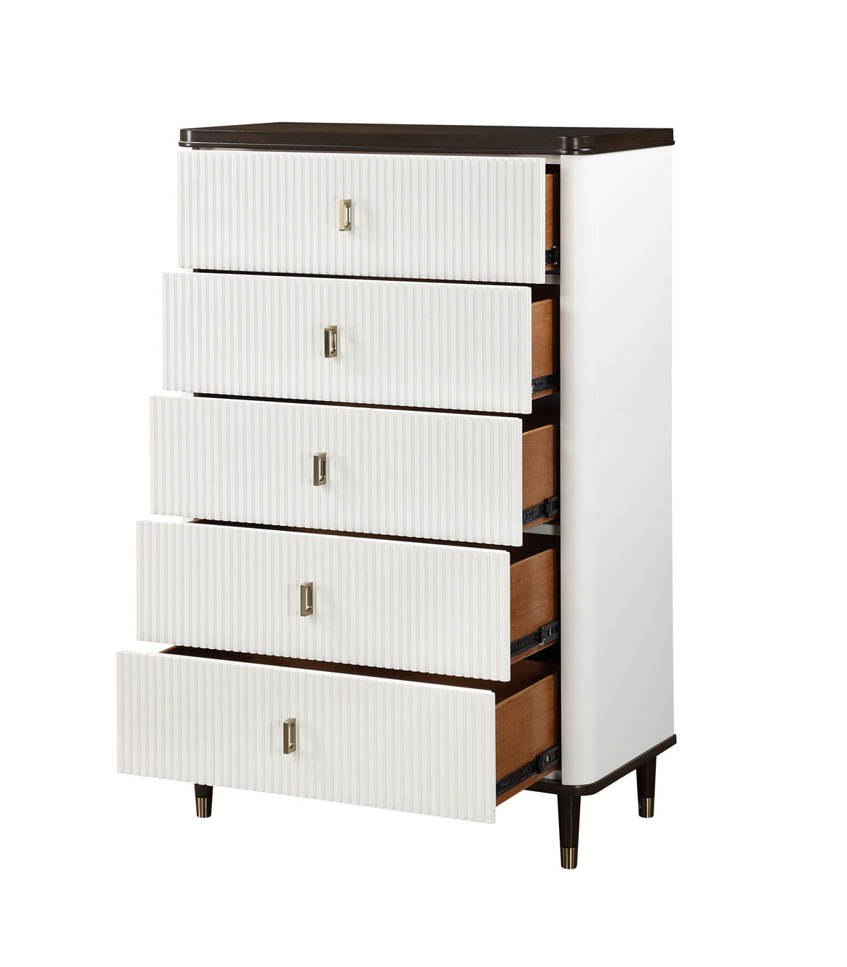 Carena Chest with Drawer Storage White/Walnut ribbed fronts, dark top by HouseOfZazla on Tampa Home & Garden Store