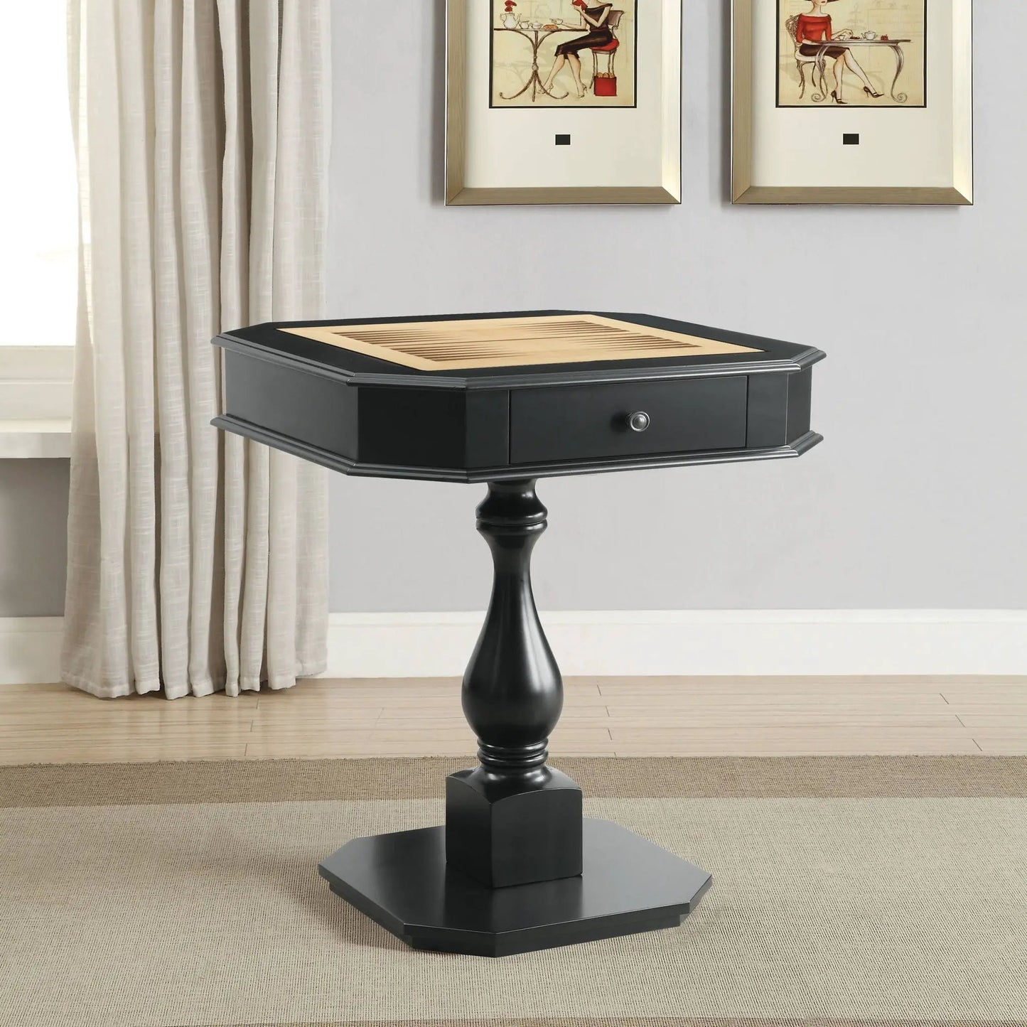 Bishop Reversible Chess Checker Table with Tray