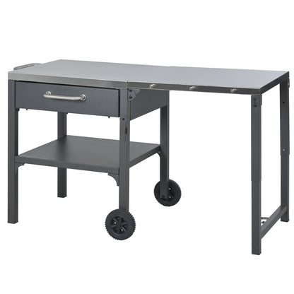 Outdoor Kitchen Cart foldable prep station with drawer and wheels HouseOfZazla on Tampa Home & Garden Store
