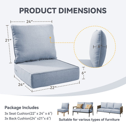 HouseOfZazla 6-inch thick outdoor chair cushion set in light blue fabric; seat/back cushions on Tampa Home & Garden Store