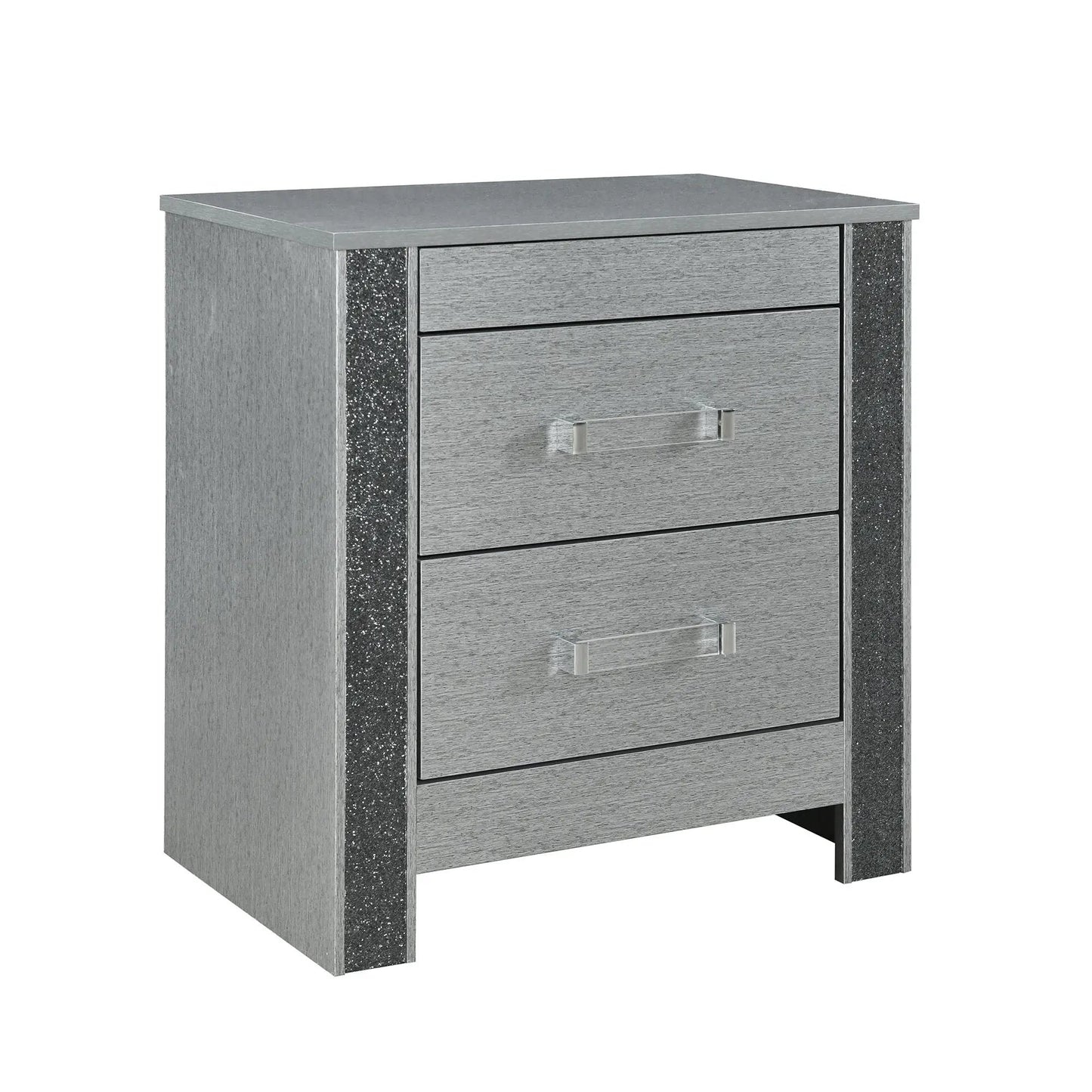 Lorenzo nightstand with hidden compartment, silver finish, storage by Unique Piece Furniture on Tampa Home & Garden Store