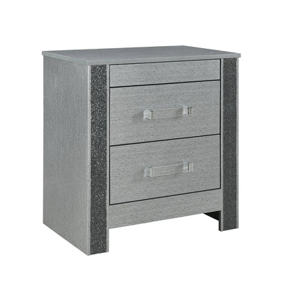 Lorenzo nightstand with hidden compartment, silver finish, storage by Unique Piece Furniture on Tampa Home & Garden Store