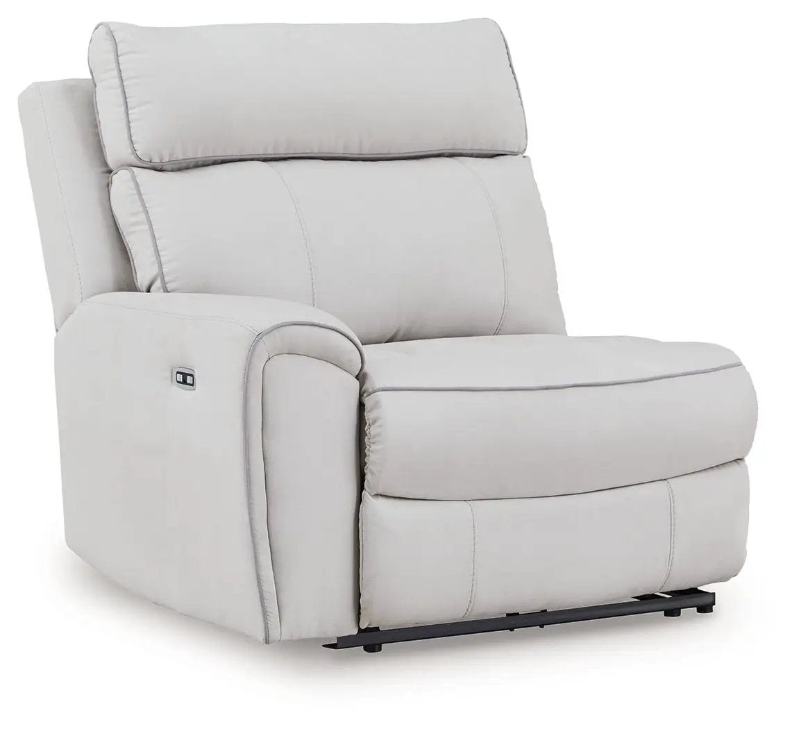 Social Pointe reclining sectional light gray fabric with side lever, metal base on Tampa Home & Garden Store