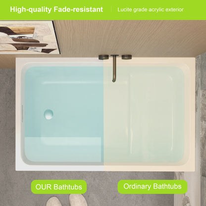 Modern glossy white freestanding acrylic bathtub with matte black faucet on Tampa Home & Garden Store