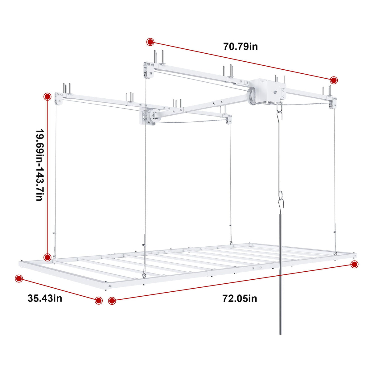 Overhead garage storage rack with crank system in white by HouseOfZazla on Tampa Home & Garden Store