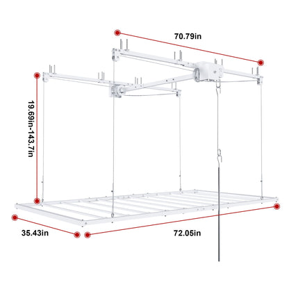 Overhead garage storage rack with crank system in white by HouseOfZazla on Tampa Home & Garden Store