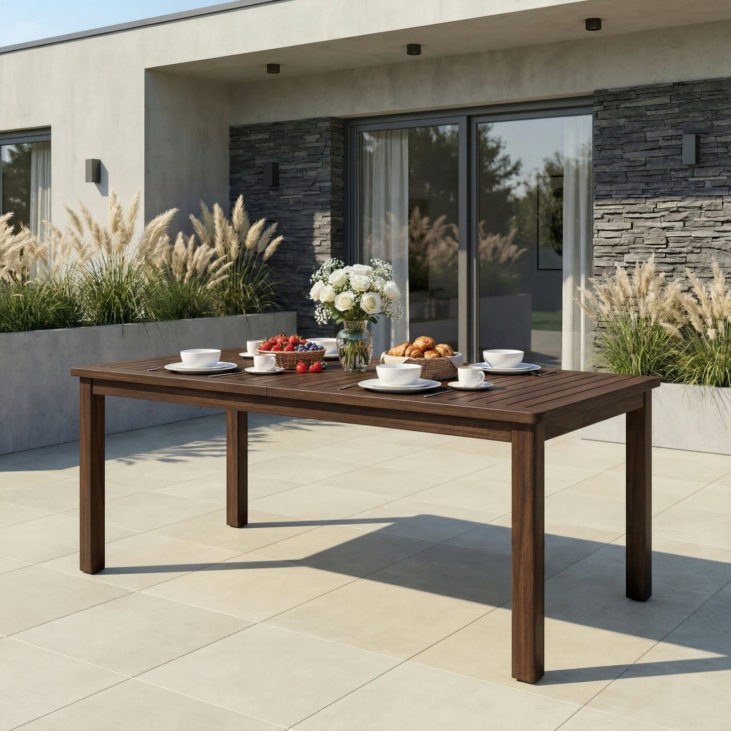 Rectangular Acacia Wood Outdoor Dining Table