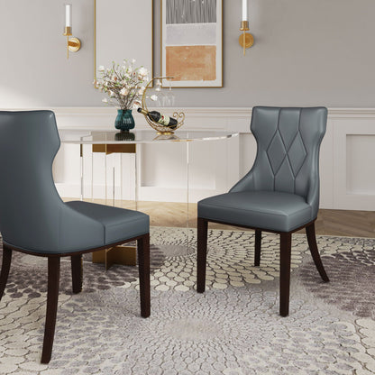 Reine dining chair set of 2 with solid wood frame, blue-gray upholstery, classic design on Tampa Home & Garden Store