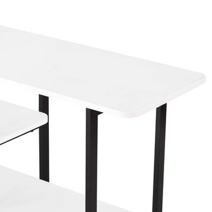 Celine 3-Shelf Console Table with White Wood Veneer Top and Black Legs on Tampa Home & Garden Store