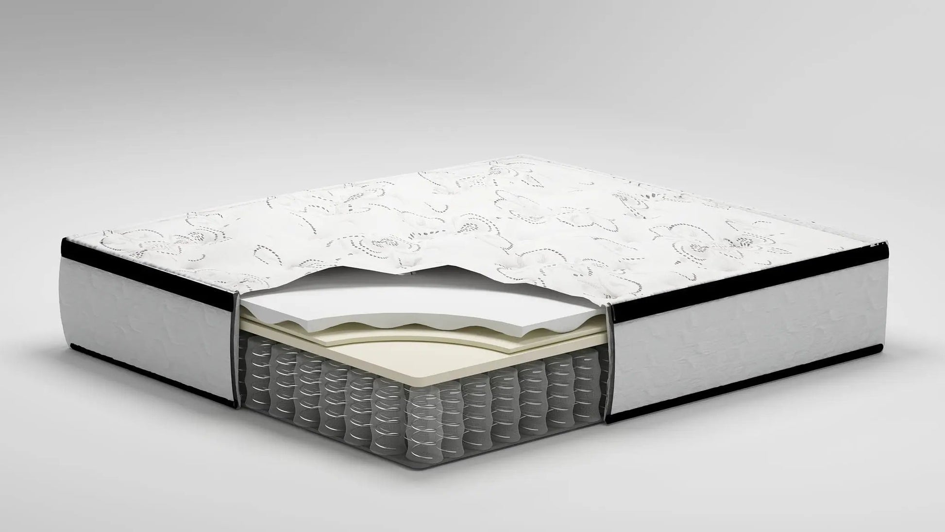 Chime 12 Inch Hybrid Mattress by Unique Piece Furniture cutaway coil core and foam layers on Tampa Home & Garden Store