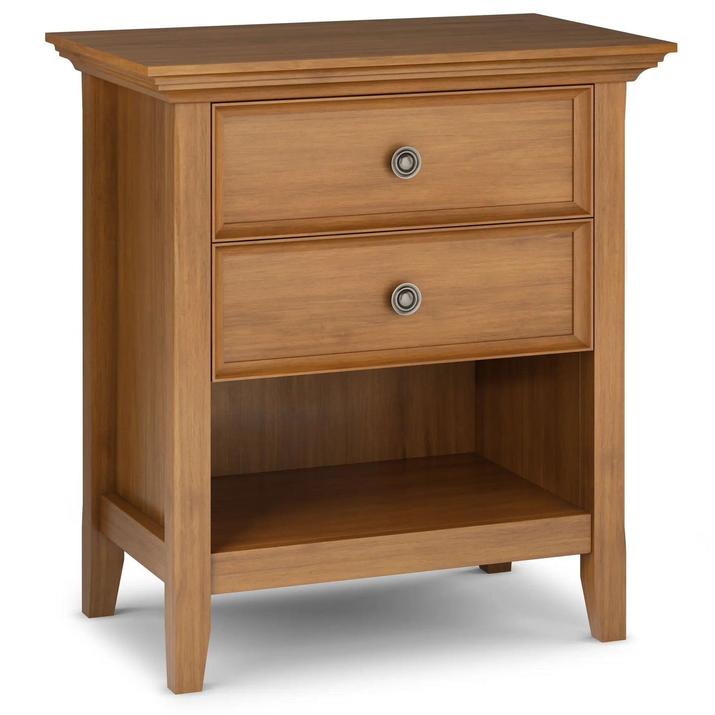 Amherst bedside table wood nightstand with two drawers warm brown by Unique Piece Furniture on Tampa Home & Garden Store