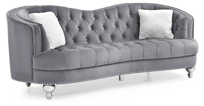 Jewel sofa by Unique Piece Furniture gray tufted stationary sofa with crystal buttons on Tampa Home & Garden Store
