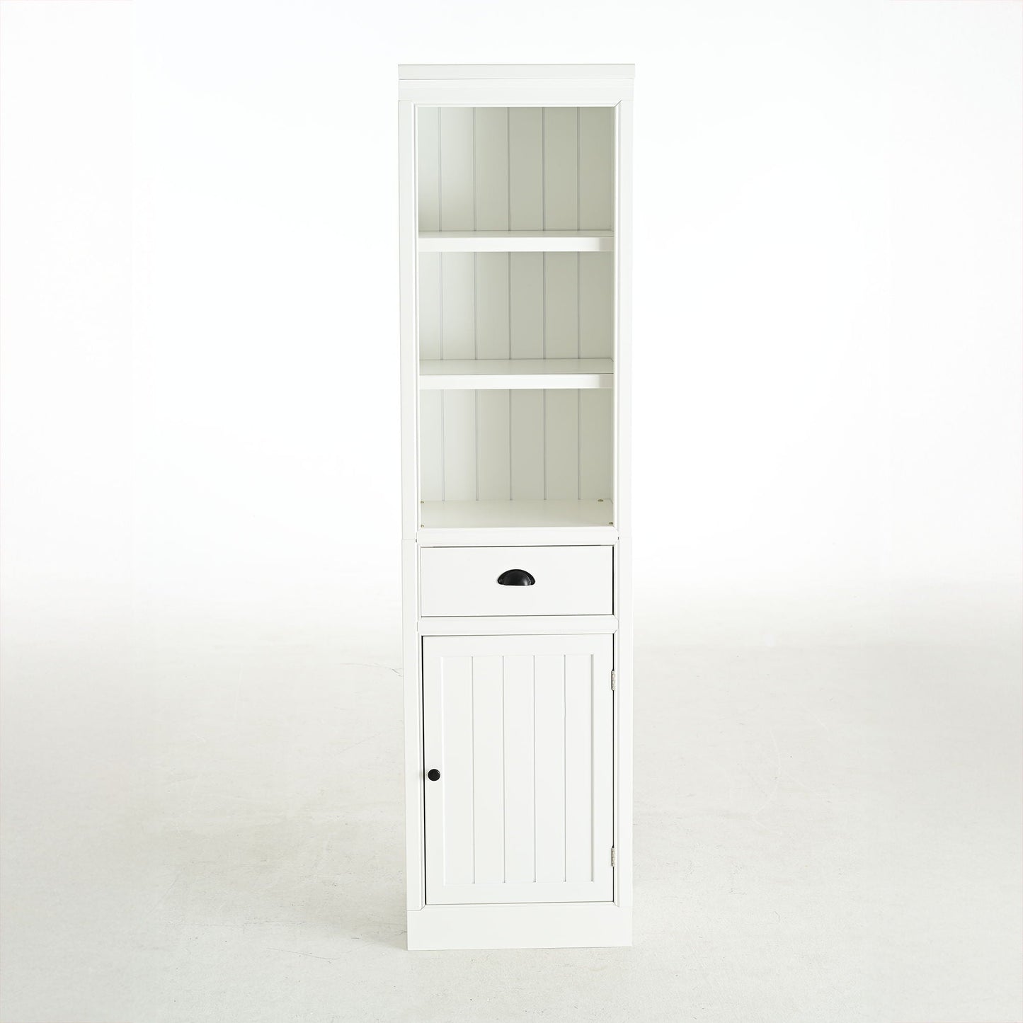 Retro White Tall Display Shelf and Cabinet