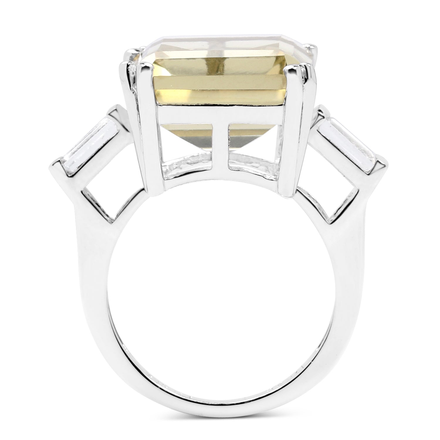 Ring with 11.45ct lemon quartz centerpiece and white topaz accents in .925 sterling silver on Tampa Home & Garden Store