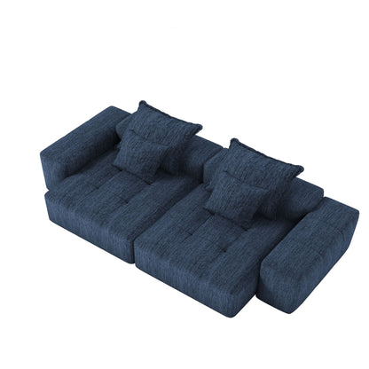 Modern Oversized DIY Combination Modular Sectional Sofa With Pillows navy blue fabric on Tampa Home & Garden Store