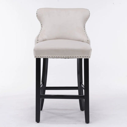 Contemporary Wing-Back Barstools with Tufting