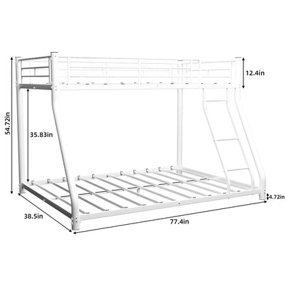 Sturdy Metal Bunk Bed With Ladder and Guardrail