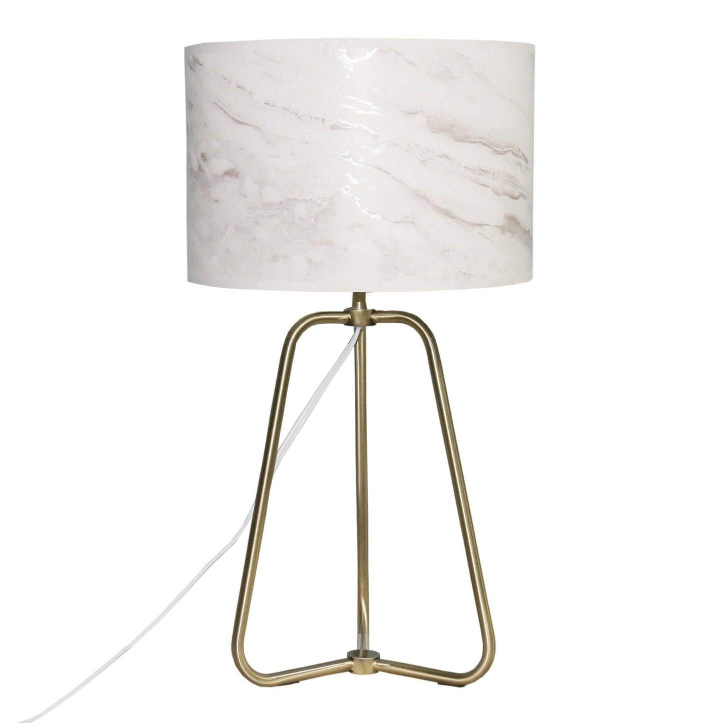 Optima desk lamp white marble shade with brass tripod base on Tampa Home & Garden Store