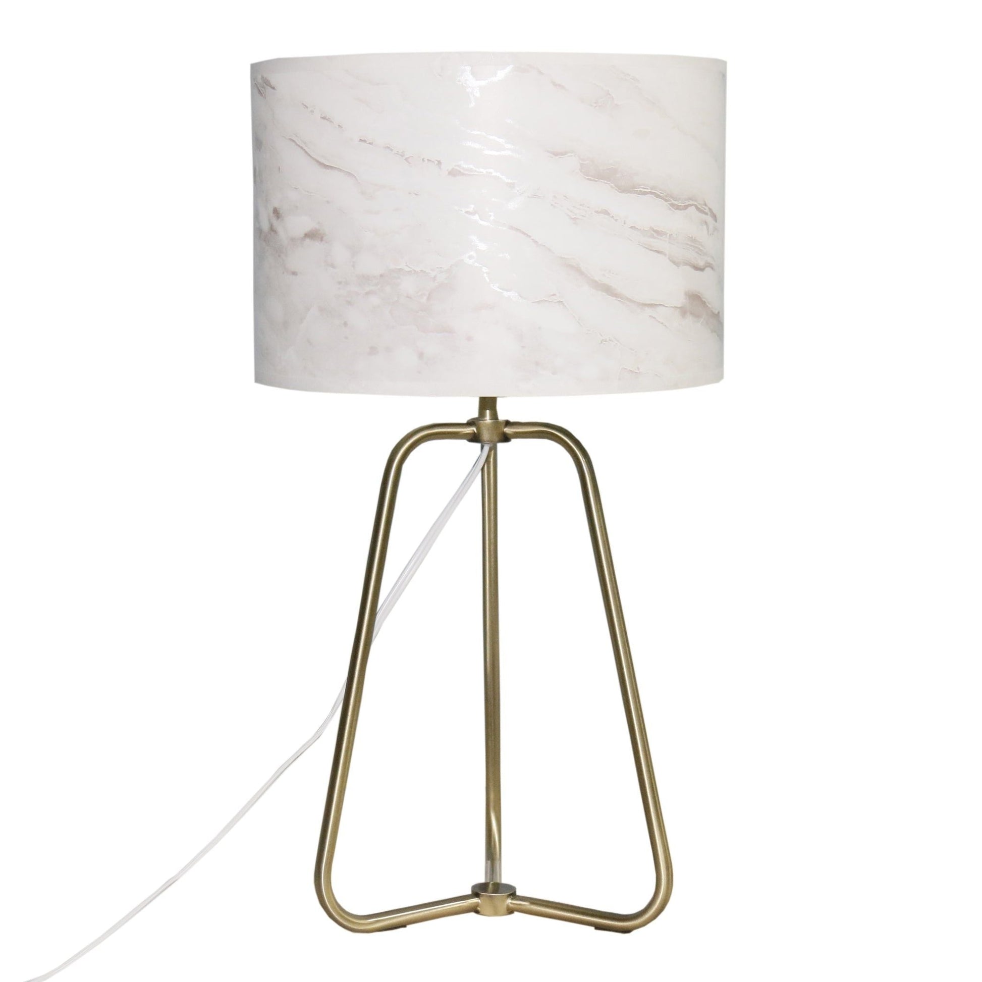 Optima desk lamp white marble shade with brass tripod base on Tampa Home & Garden Store