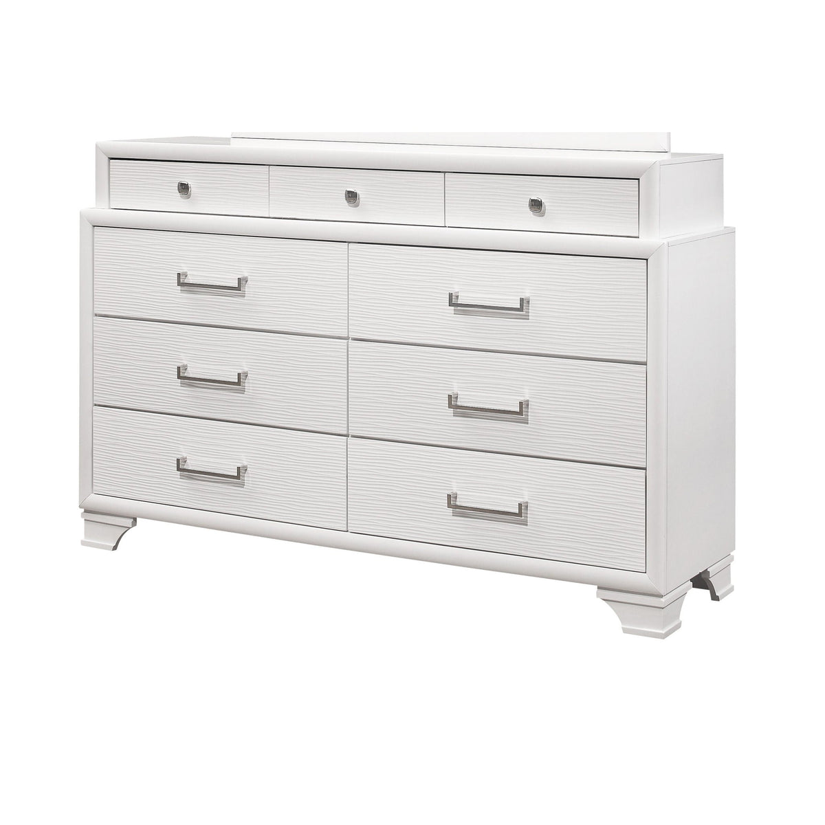 Civic solid wood dresser white with 3 small top drawers and large drawers by HouseOfZazla on Tampa Home & Garden Store