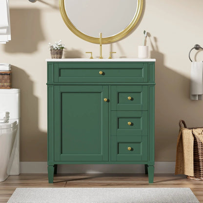 Bathroom vanity with top sink, green finish, 2 drawers, tip-out drawer by Unique Piece Furniture on Tampa Home & Garden Store