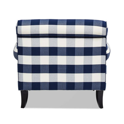 Alana Lawson accent arm chair blue and white gingham with casters on Tampa Home & Garden Store