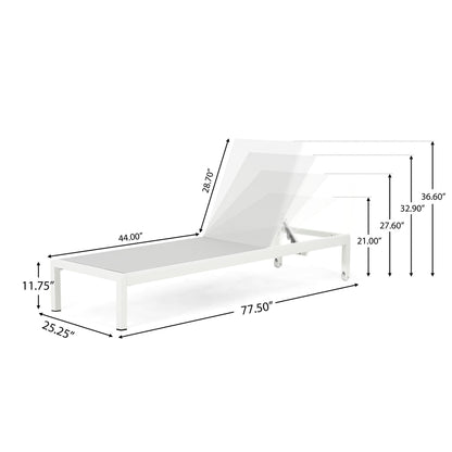 Outdoor patio chaise lounge by HouseOfZazla, white metal frame with 5-position recline on Tampa Home & Garden Store