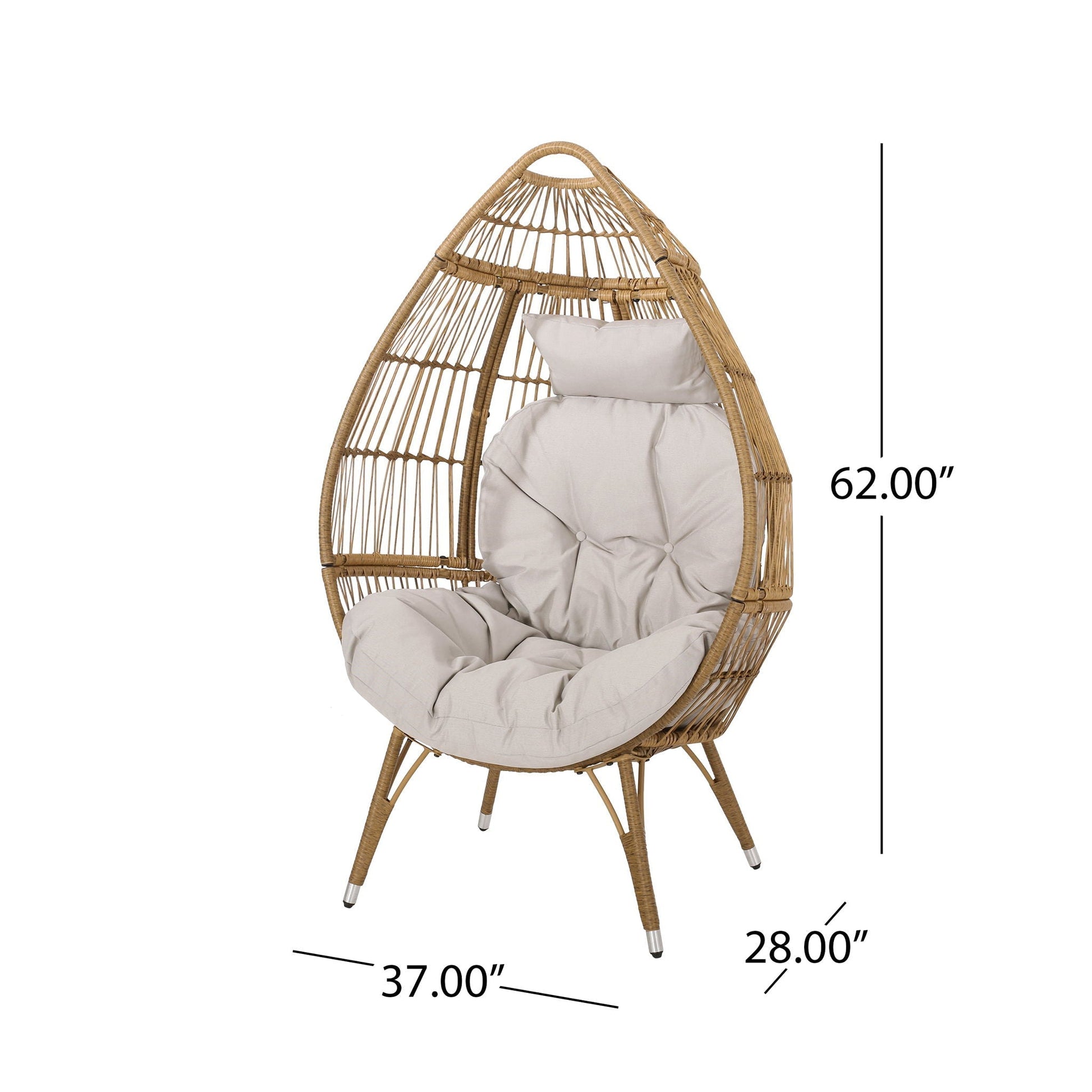Basket chair teardrop rattan swing with natural water-resistant cushion by HouseOfZazla on Tampa Home & Garden Store